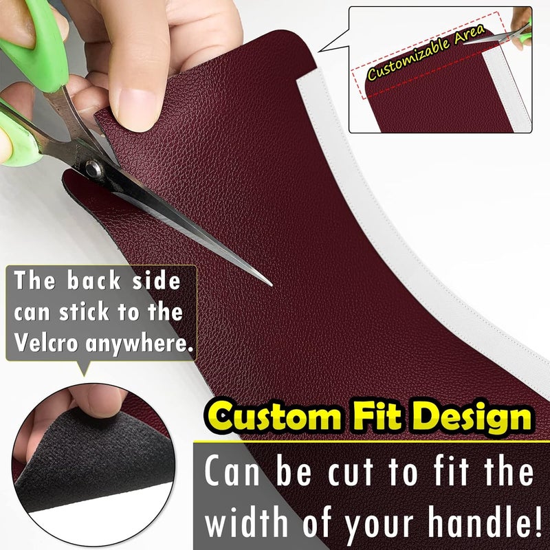 Royleath Refrigerator Handle Covers, Set of 6, Leather Kitchen Appliance Handle Covers, Keep Your Fridge Microwave Oven Stove or Dishwasher Clean, Stains Dirty Oils, Timesaver, Kitchen Decor(Burgundy) - Image 5